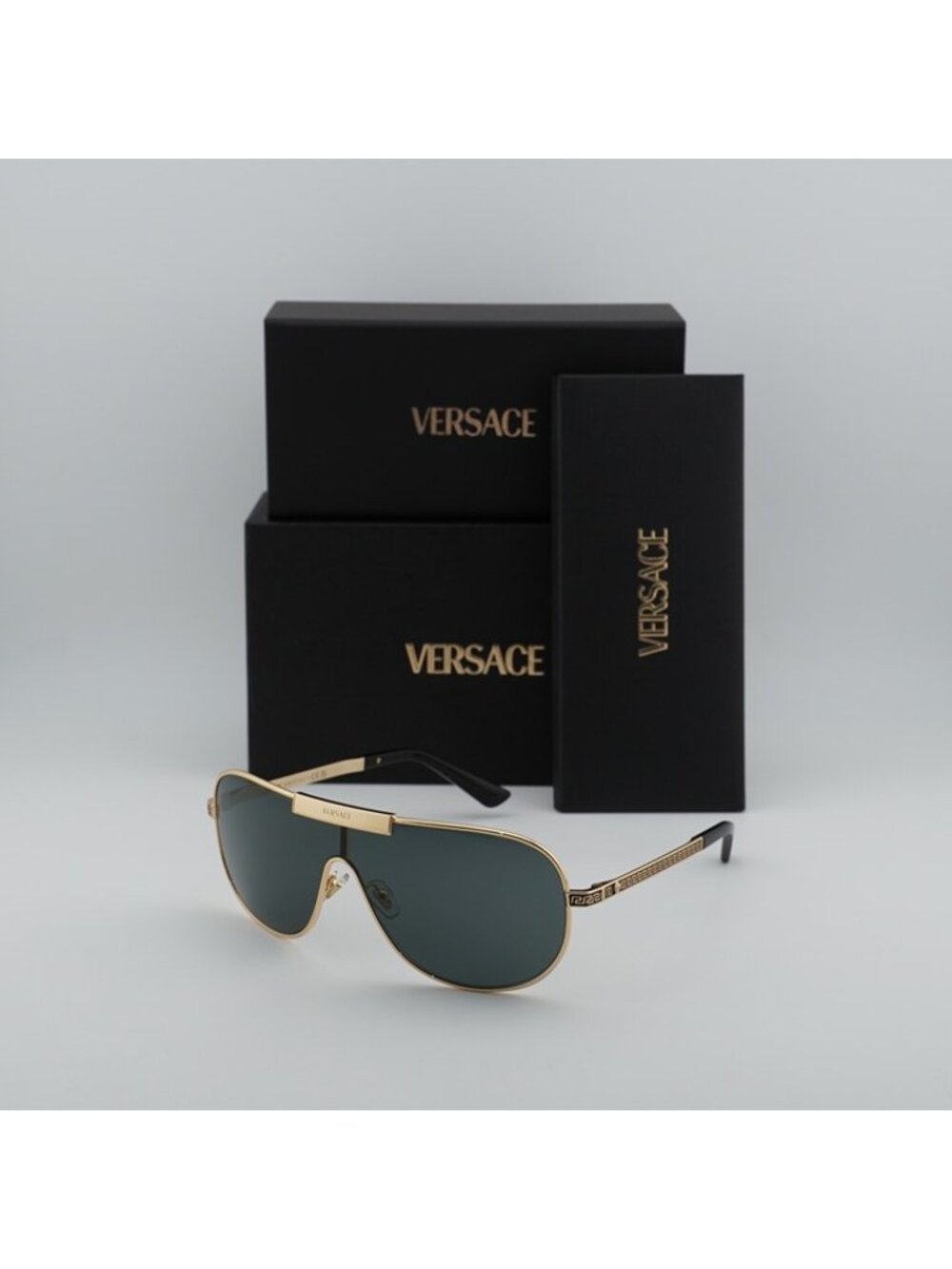 Versace VE2293 1002/87 Square Sunglasses - Gold Frame, Grey Lenses - Picture 10 of 10